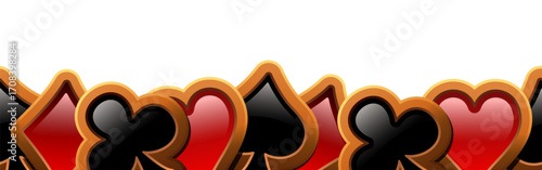 Seamless border of card suits. Vector illustration