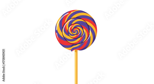 Colorful Swirl Lollipop on White Background.