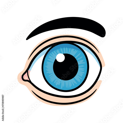 Eye illustration featuring blue iris digital art creative design graphic environment viewpoint. Vector illustration