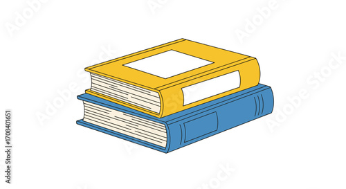 Stack of Two Books Yellow and Blue.