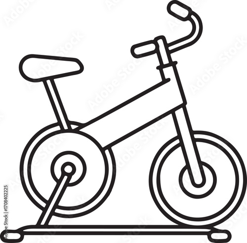 stationary bike line art, coloring book page line art drawing, vector and illustration