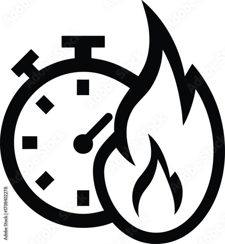 countdown timer with fire flame icon for urgent delivery or sale