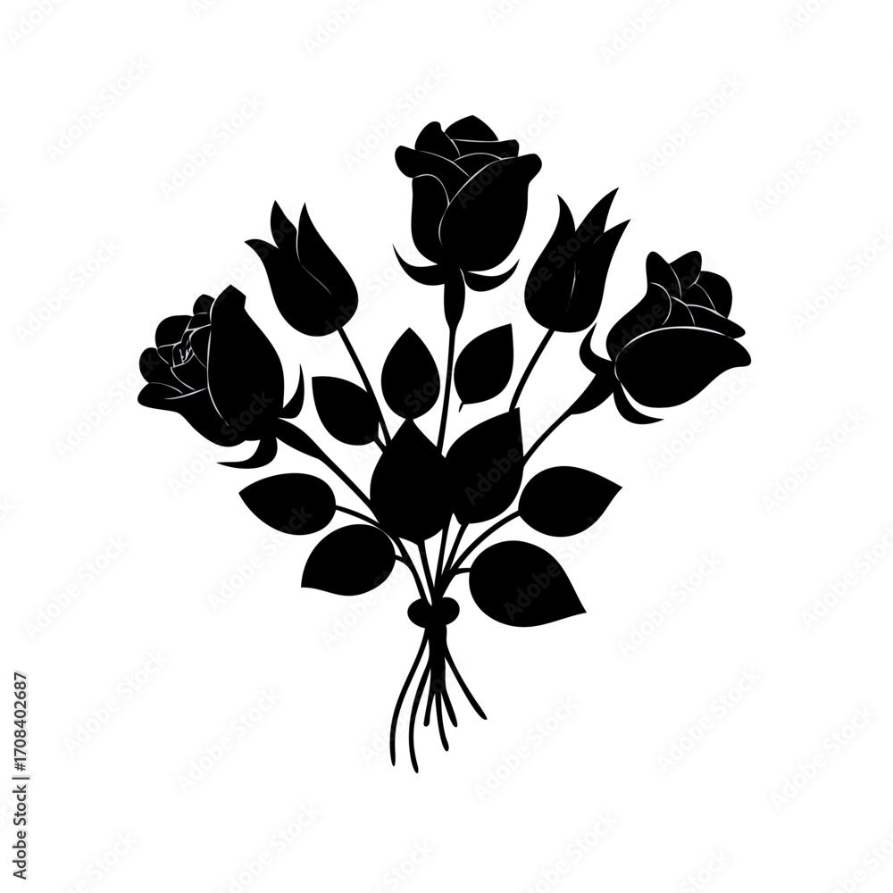 Obraz premium silhouette of a rose bouquet
