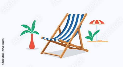 Relaxing Beach Chair and Tropical Elements.