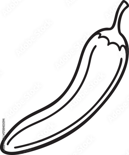 chili pepper line art, coloring book page line art drawing, vector and illustration