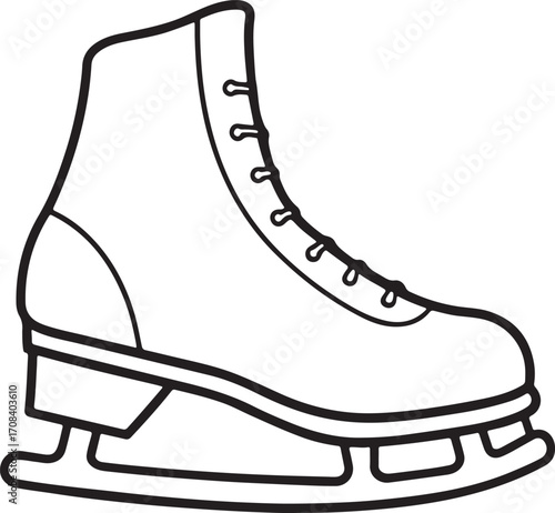 ice skate line art, coloring book page line art drawing, vector and illustration