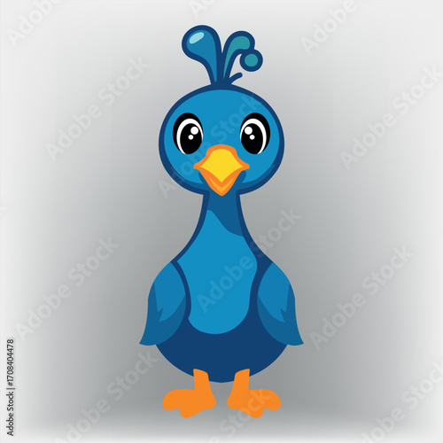 Cute Cartoon Blue Bird Illustration