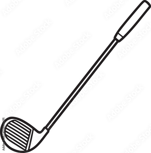 golf club line art, coloring book page line art drawing, vector and illustration