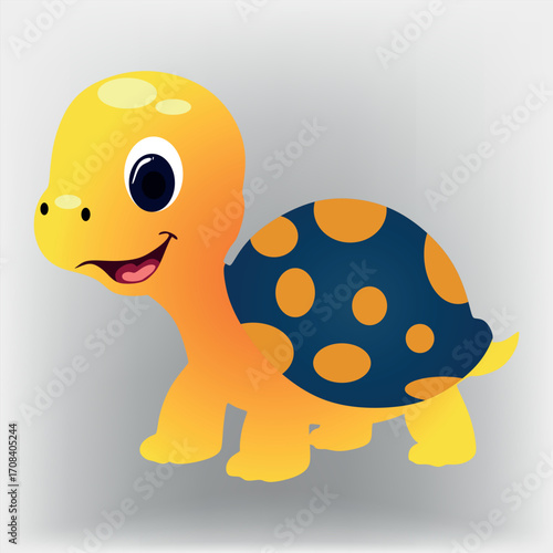 Cheerful Yellow Turtle Cartoon