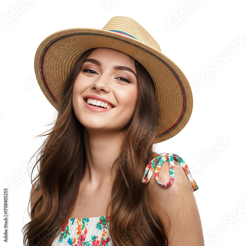 young woman with hat