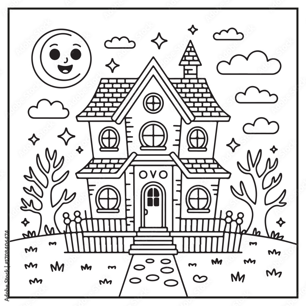 Fototapeta premium House Spooky Coloring Pages