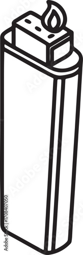 lighter line art, coloring book page line art drawing, vector and illustration