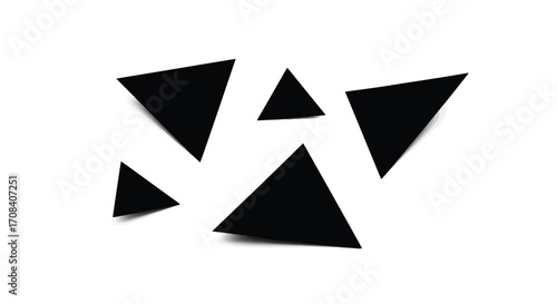 Abstract black triangles scattered dynamic geometric shapes random composition isolated vector