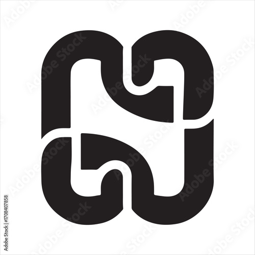 Blockchain chain link icon vector silhouette outline logo design concept illustration