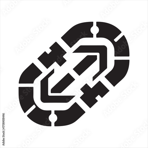 Blockchain chain link icon vector silhouette outline logo design concept illustration