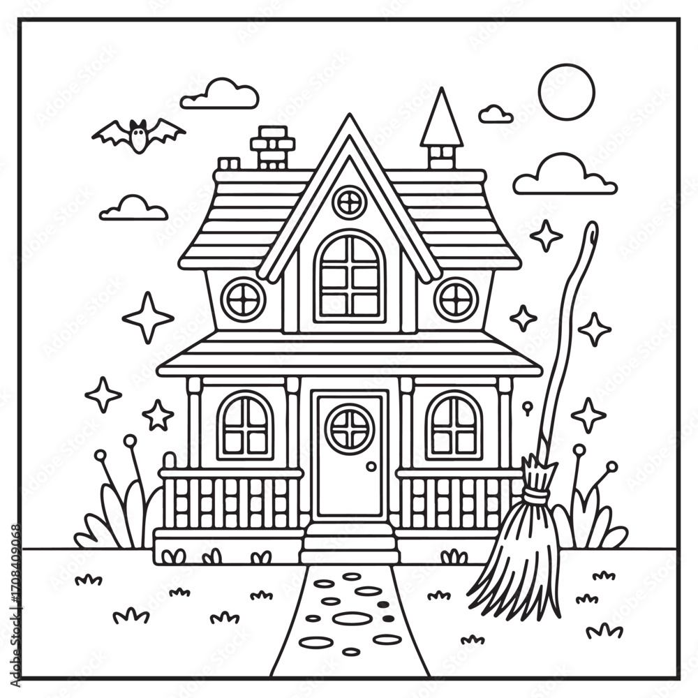 Fototapeta premium House Spooky Coloring Pages