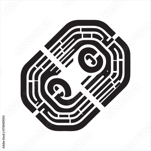 Blockchain chain link icon vector silhouette outline logo design concept illustration