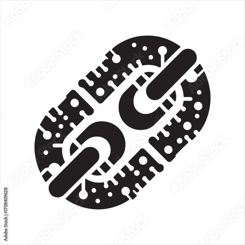 Blockchain chain link icon vector silhouette outline logo design concept illustration
