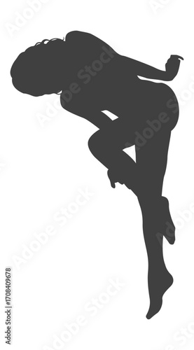 Dance of Shadows: An evocative silhouette of a graceful dancer captured mid-performance, expressing fluid motion and artistic elegance against a simple backdrop.