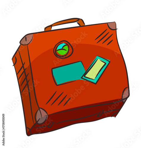 Vintage Suitcase Illustration: A charming, vintage suitcase stands ready, its well-worn exterior whispering tales of past journeys and exciting adventures that lie ahead.