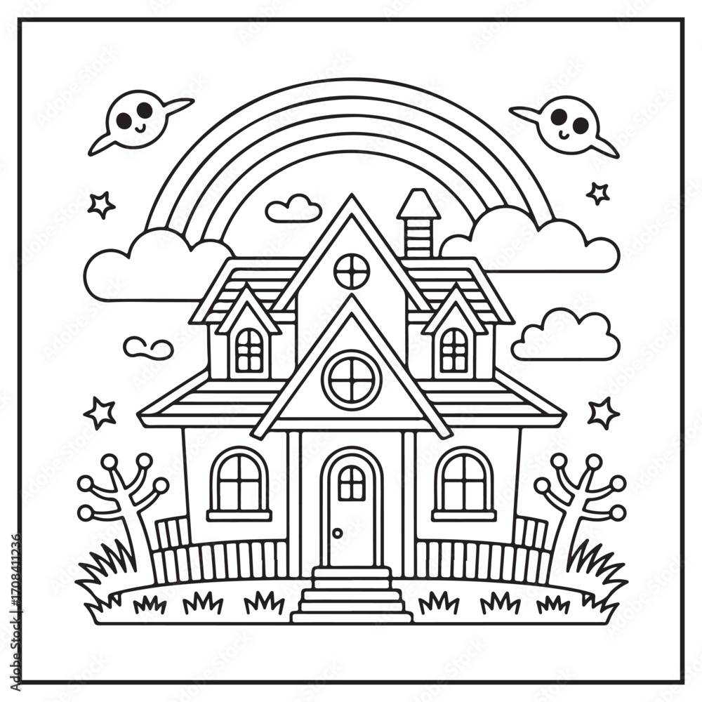 Fototapeta premium House Spooky Coloring Pages