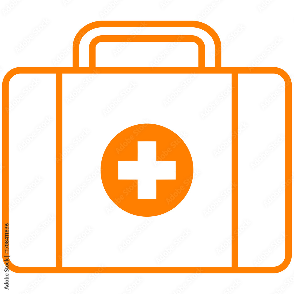 Fototapeta premium orange outline medical briefcase icon
