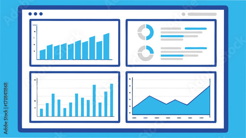 Dashboard with Four Data Charts and Graphs analytics