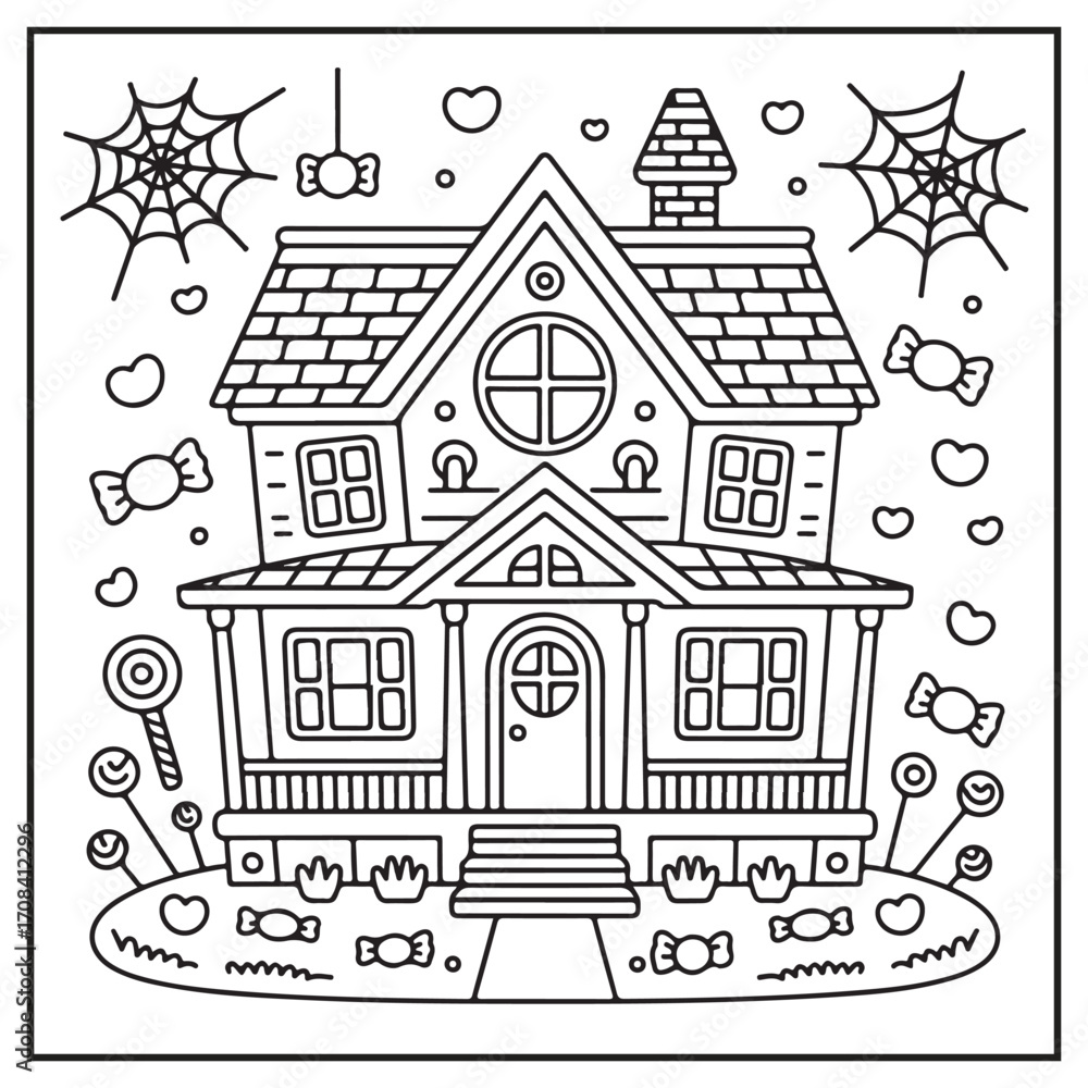 Fototapeta premium House Spooky Coloring Pages