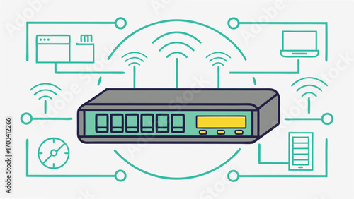Network Router Connected to Devices technology internet