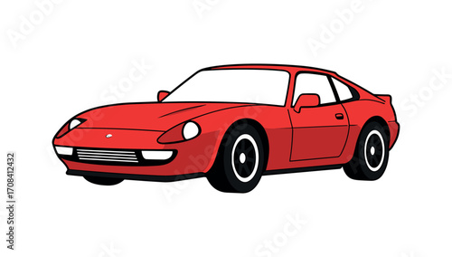 Dynamic red sports car illustration digital art studio environment vivid colors modern design concept. Vector illustration