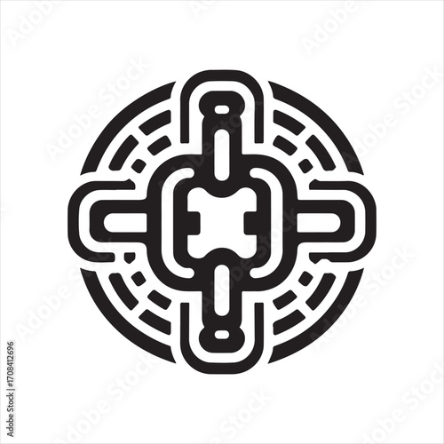 Blockchain chain link icon vector silhouette outline logo design concept illustration