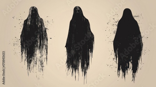 Black cloaked figures design