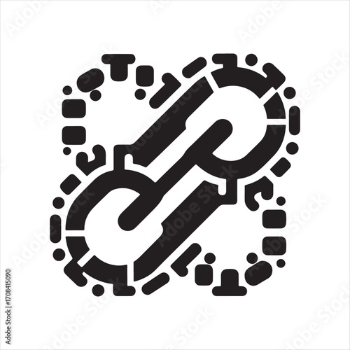 Blockchain chain link icon vector silhouette outline logo design concept illustration