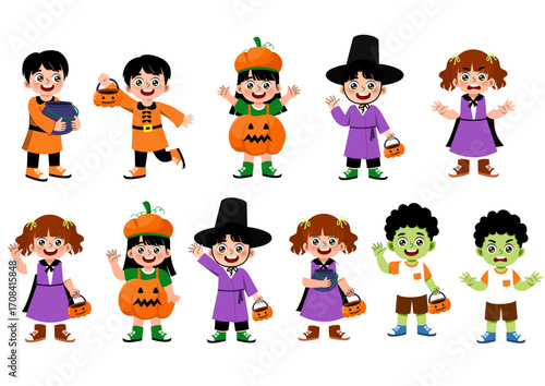 Cartoon child dressed up for halloween