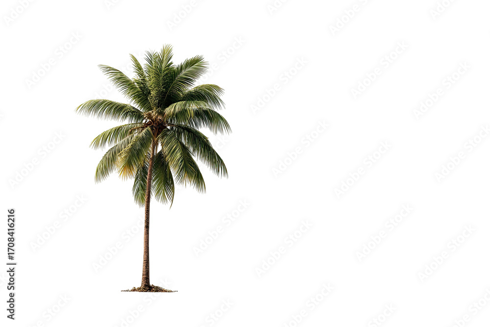 Fototapeta premium Isolated tropical palm tree against black background