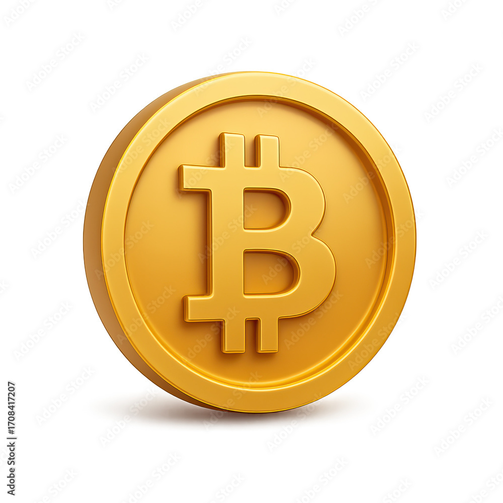 Obraz premium 3D icon Golden Bitcoin Coin Crypto Currency