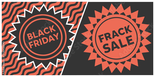 A bold and modern Black Friday sale banner with a dynamic red and black color scheme. The left side features a solid black background with large white text reading BLACK FRIDAY SALE and smaller yellow