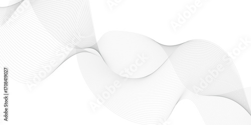 Abstract wave element for design. Digital frequency track equalizer. Stylized line art background. Vector illustration. Wave with lines created using blend tool. Curved wavy line, smooth stripe.
