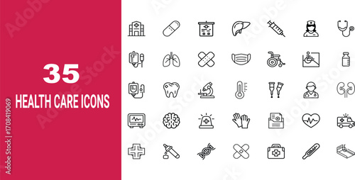 A collection of health care icons.