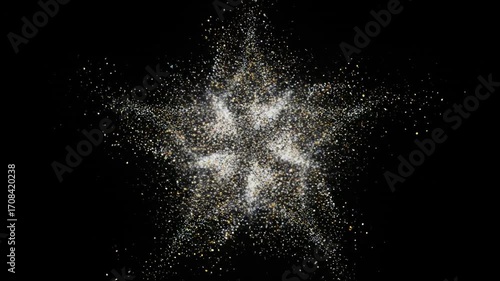 A continuous stream of glittering particles forming an abstract star flare in a looping video digital, outro, background