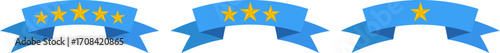 Three blue headscarves with yellow star patterns