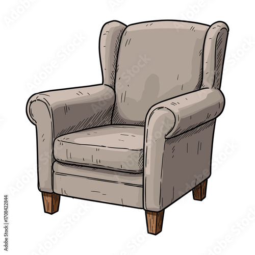 Cozy relaxation stylish armchair for comfort living room illustration modern home interior design. Vector illustration