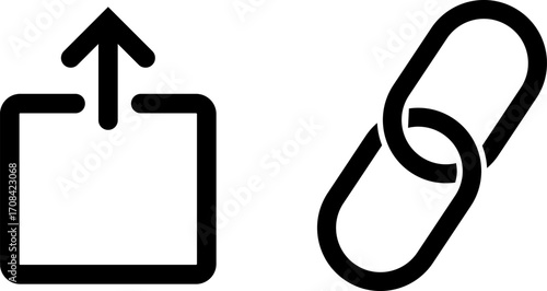 Upload and link icons representing sharing and connectivity