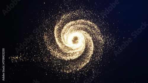 A continuous stream of glittering particles forming an abstract star flare in a looping video visual, animation, magic