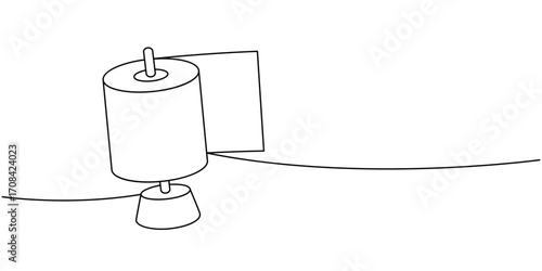 Toilet roll on metal holder one line continuous drawing. Toilet paper. Vector illustration