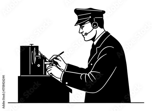 Telegraph Operator Vector - Minimalist Icon