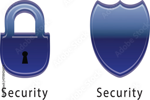 Abstract security icon with shield and lock elements isolated on white background
