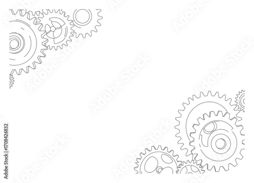 Rotating Gears - Minimalist Vector Design