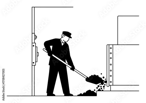 Steam Train Engineer Vector Illustration