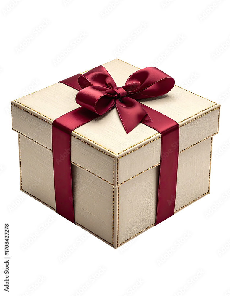 Obraz premium A gift box with a maroon ribbon and bow